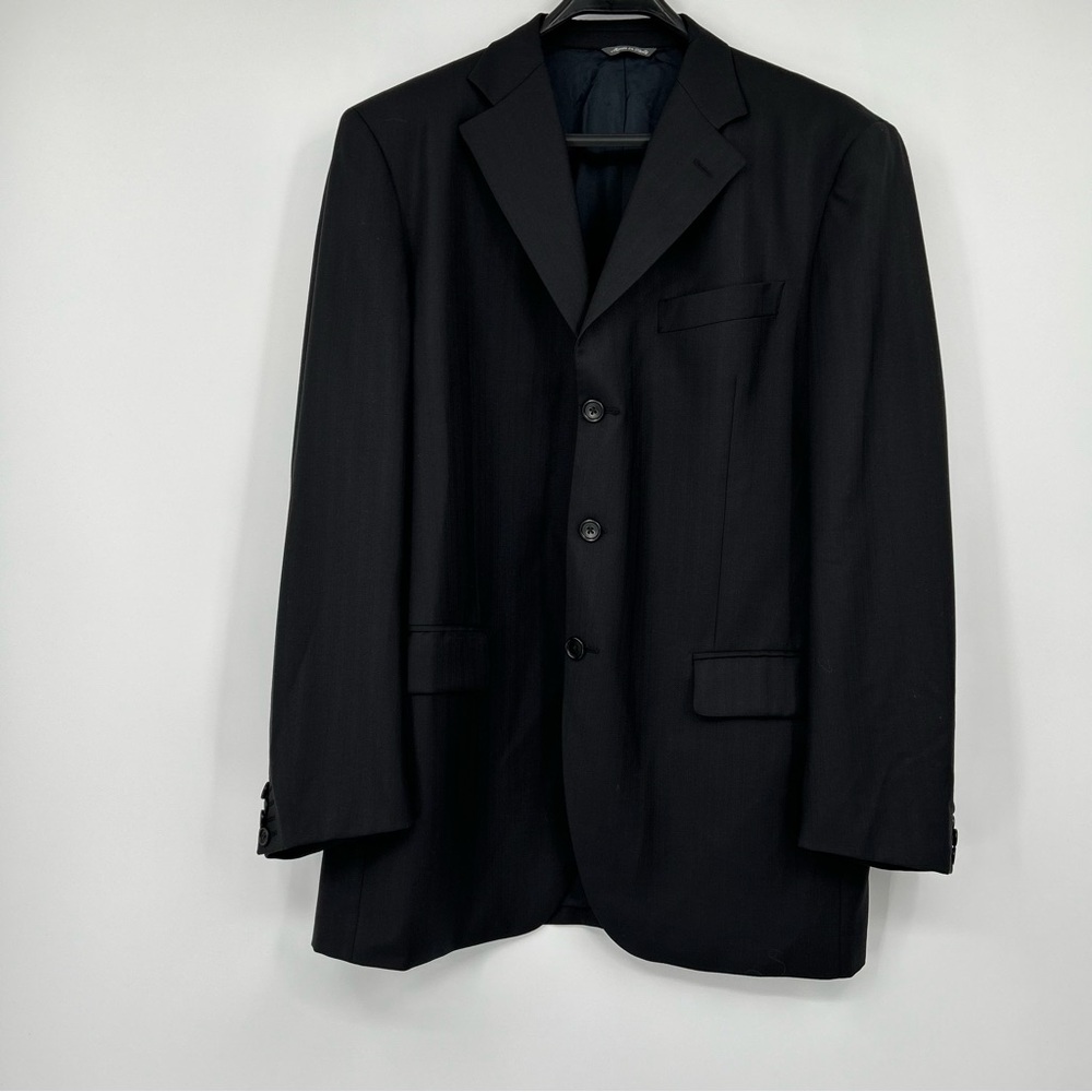 Testa Uomo Tombolini Black Wool Blazer Striped Weave Made in Italy